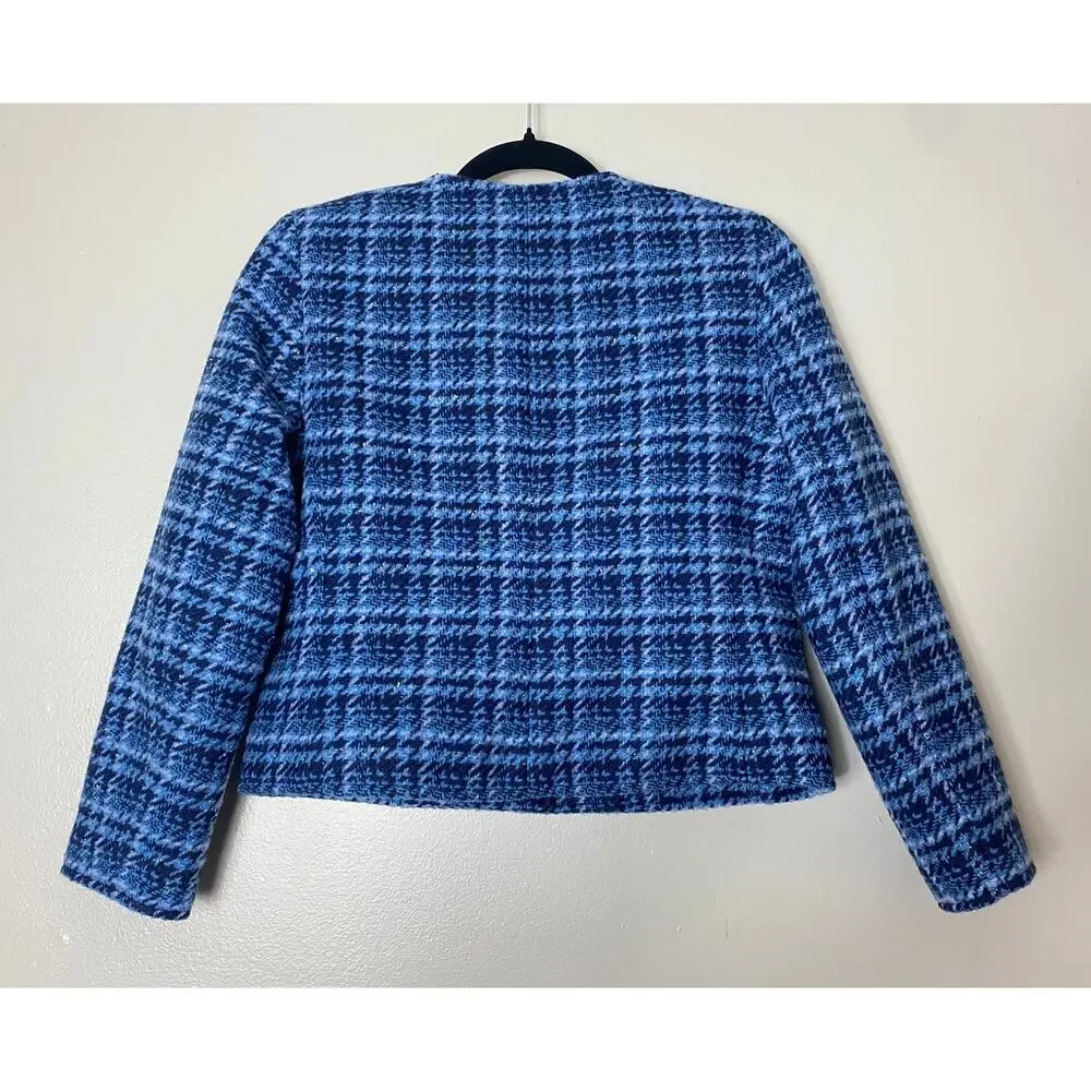 NWT J. CREW JACKET LADY BLAZER BLUE GOLD TWEED CLASSIC PREPPY WORK OFFICE CASUAL - Picture 7 of 16